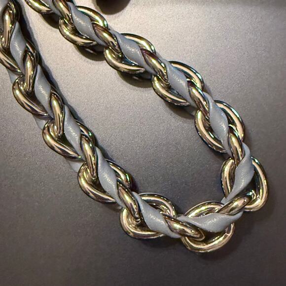 Michael Kors Chunky Braided Blue Silver Link Necklace - Picture 7 of 7